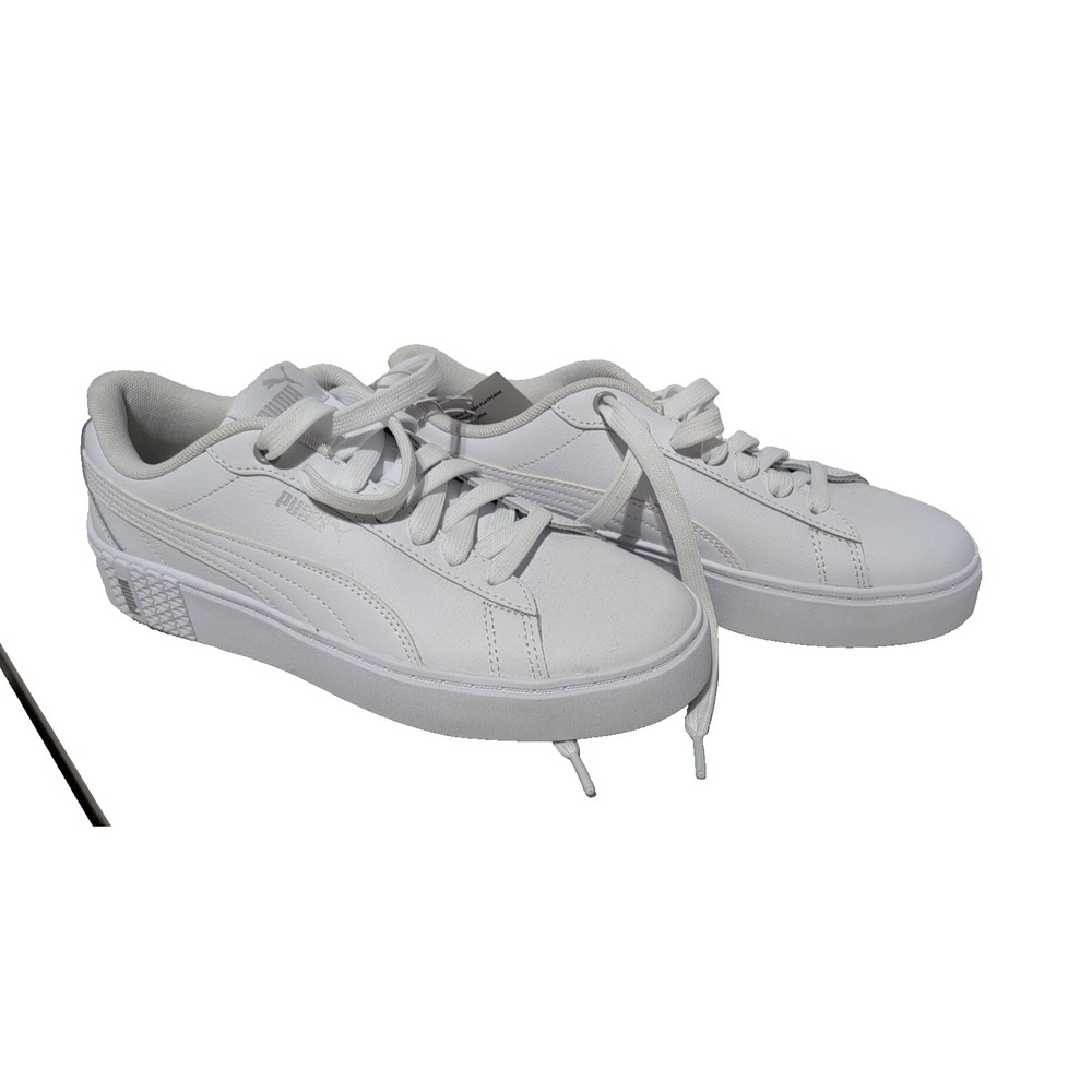 PUMA Women's Soft Foam platform Size 9 White Casual Shoes Low Top Lace comfort